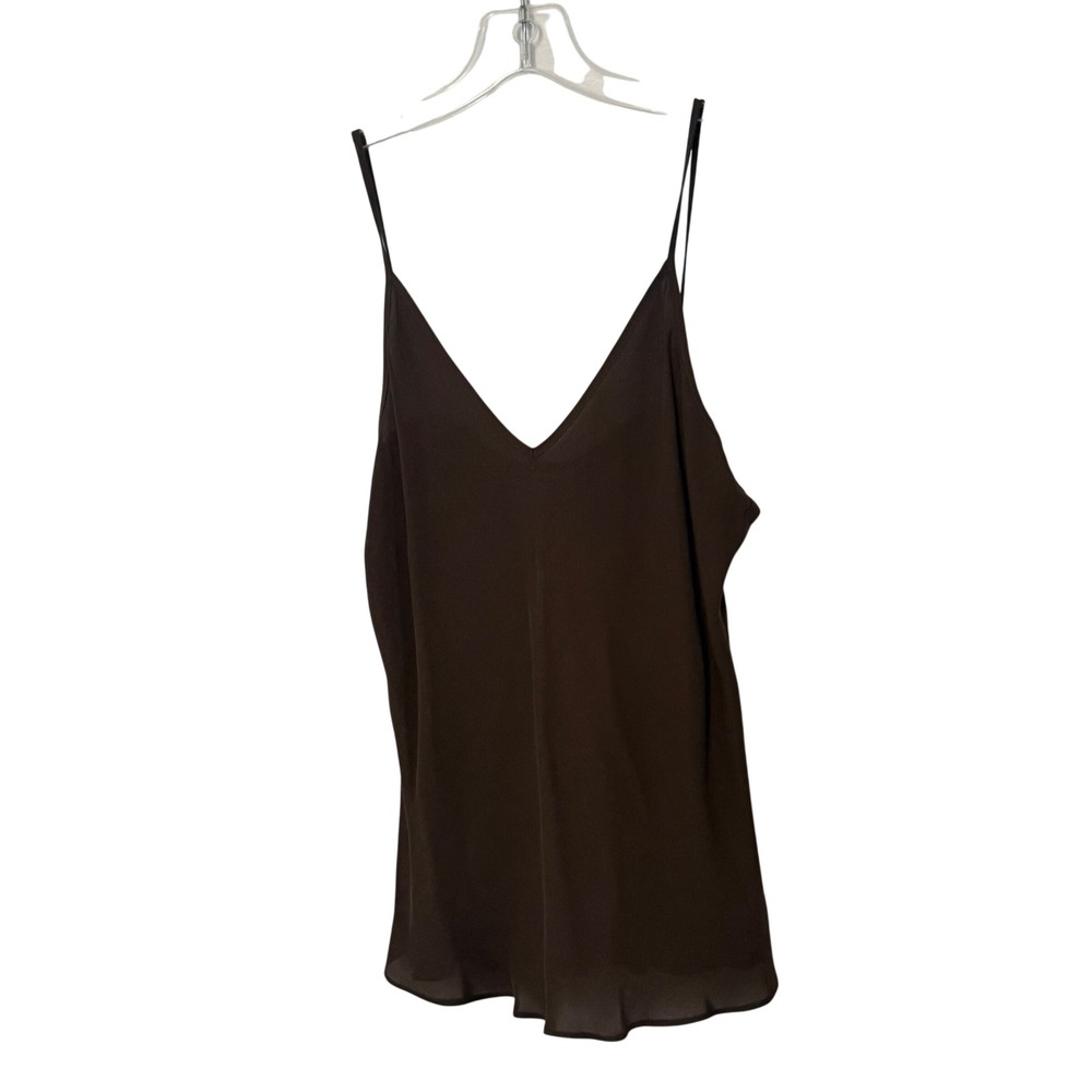 Vintage Neiman Marcus Silk Cami Tank Top Brown V Neck Strappy 90s Chiffon - 8